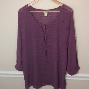 Matilda Jane Purple Ari Swiss Dot Blouse XL NWOT